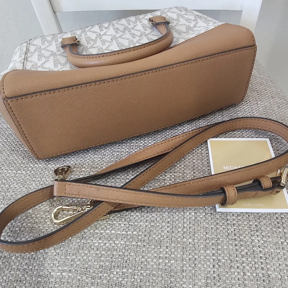 Michael Kors Cream and Tan Satchel